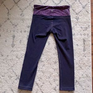 Lululemon Crop Leggings (Navy w/ Purple)